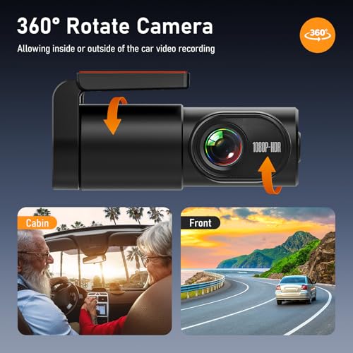 NICEWIN Dash Cam Front - 32GB Mini WiFi 1080P 140° Night Vision|Loop Recording|App Control