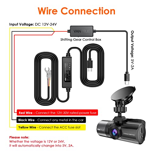 Vantrue Dash Cam Hardwire Kit with Low Voltage Protection