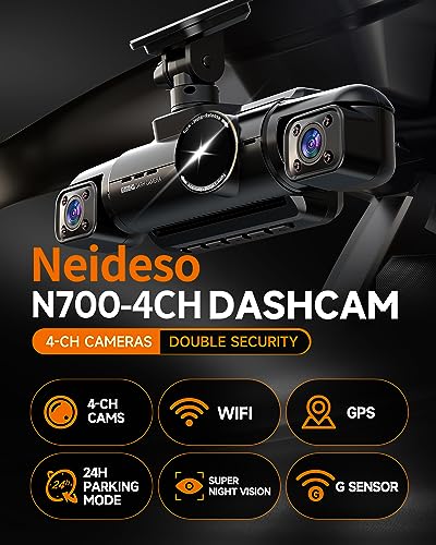 360° Dash Cam N700: 4K+3K+3x1080P 5GHz Wi-Fi GPS Voice Control