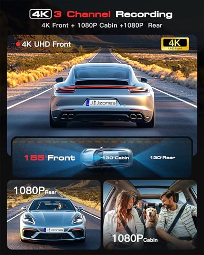 4K Dash Cam 3-Channel with STARVIS 2 Night Vision GPS